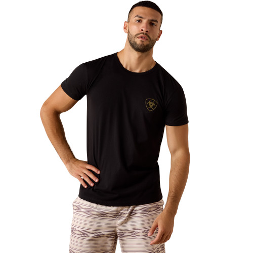 ARIAT MNS BANNER BADGE SS TEE BLACK