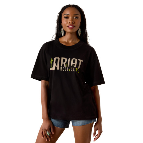 ARIAT WMS BOOT LOGO SS TEE BLACK