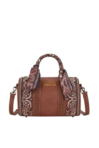 PAISLEY BARREL BAG IN TAN