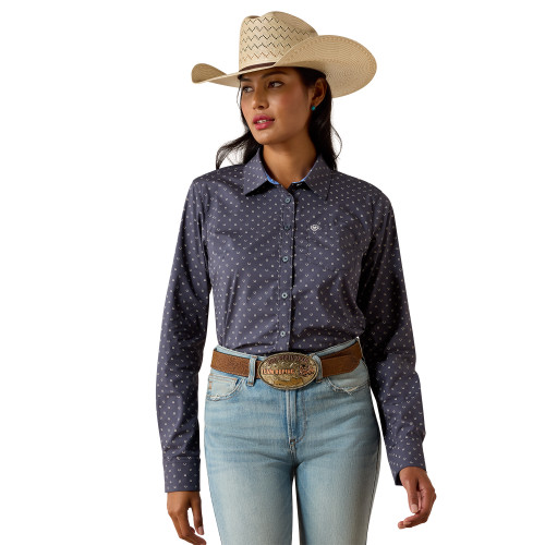 Ariat Ladies Kirby L/S Shirt Ombre Blue Horseshoe
