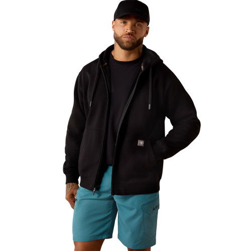 ARIAT MNS REBAR MNS LIGHTWEIGHT LABEL FULL ZIP HOODIE- BLACK