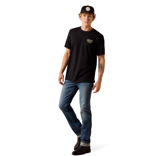 ARIAT MNS COUNTRY AND WESTERN LOCKUP SS TEE- BLACK