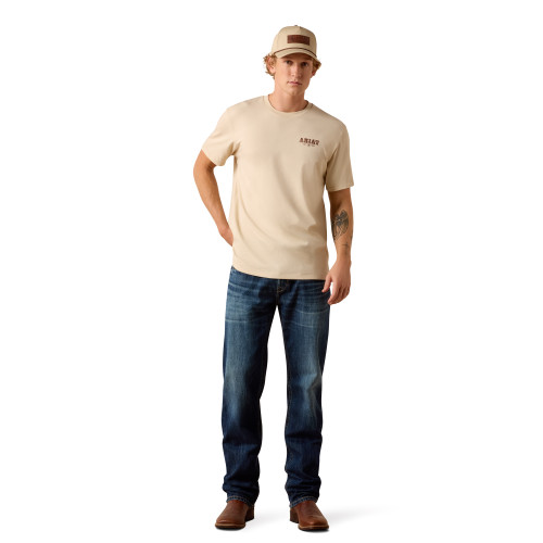 ARIAT MNS COWBOY UP SS TEE- NATURAL