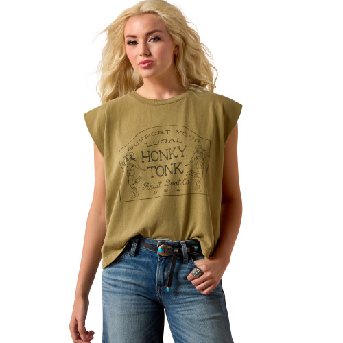 ARIAT WNS HONKY TONK TANK- FADED ARMY