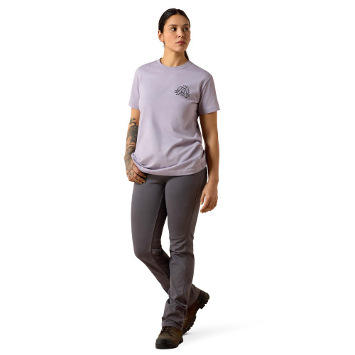 ARIAT WOMENS REBAR COTTON STRONG HARDHEAD SS TEE PURPLE ASH