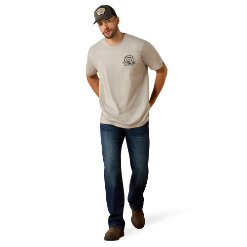 ARIAT MENS REBAR COTTON STRONG HARDHEAD SS TEE LIMESTONE