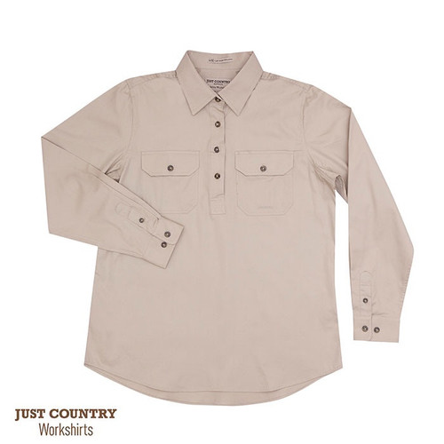 Wmn's - Jahna Work Shirt 1/2 button in Stone