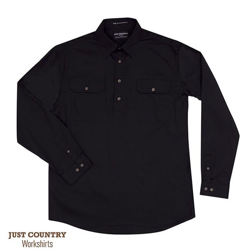 Cameron Work Shirt 1/2 Button in black