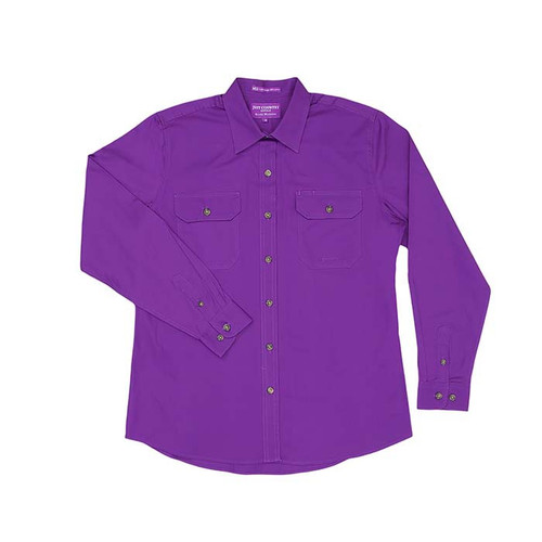 Wmn's - Brooke Work Shirt Full button in Purple