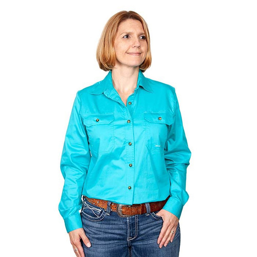 Just Country Brooke Full Button work Shirt Turquoise