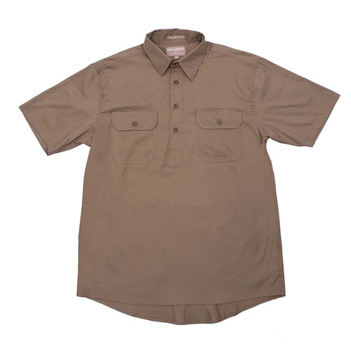 Men's - Adam Work Shirt 1/2 button Short Sleeve in Brown