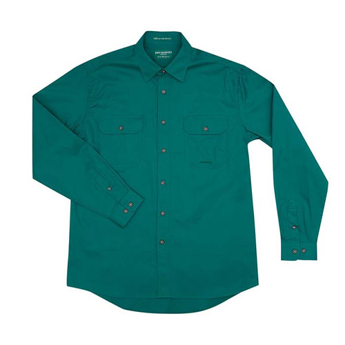 Just Country Evans Full Button Work Shirt Dark Green