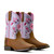 ARIAT KIDS WILD BLOOM WST IN DISTRESSED BROWN/MYSTIC LAVENDER