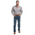 JC MENS AUSTIN FULL BUTTON PRINT WORKSHIRT IN SMOKE GREY & WHITE MINI CHECK
