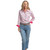 JC WOMENS GEORGIE HALF BUTTON PRINT WORKSHIRT IN HOT PINK & WHITE WILDFLOWERS/HOT PINK