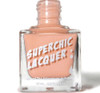 Cause & Effect Nail Polish, Peach-colored nail polish in a clear glass bottle with white text reading 'SUPERCHIC LACQUER' on the front.