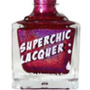 Trap Queen Nail Polish, vibrant pink glitter nail polish in a clear glass bottle with a pink cap and white text label.