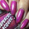 Swoon Nail Polish, close-up of manicured nails with pink and purple holographic glitter nail polish