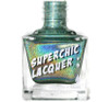 Dirty Laundry Nail Polish, holographic teal glitter nail lacquer in a clear bottle with a silver cap.