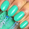 Everlasting Nail Polish, close-up of manicured nails painted in a bright turquoise color with a glossy finish.