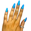 Hot Spot Neon Shimmer Nail Polish, vibrant blue nails with neon shimmer finish on well-manicured fingers.