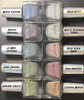 Rose Gold Tabby Holographic Multichrome Magnetic Cat Eye Topper Nail Polish, set of six holographic nail polishes with multichrome finishes in glass bottles with white caps, labeled Bleu Cougar, Indigo Ragdoll, Le Mer Leopard, Jade Jaguar, Sublime Calico, Rose Gold Tabby, along with Holo Kitty, White Platinum Tiger, Pink Panther, and Copper Bengal nail polishes.