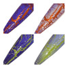 Chiller Crackle Nail Polish - Thermal - Glow In The Dark, set of four nail polish swatches with crackle effects in blue, orange, purple, and green colors.
