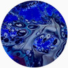 Mushroom Cloud Gray Neon Fluid Art Nail Polish, abstract fluid art design featuring swirling shades of blue, gray, and black in a circular pattern.