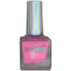 Ding Dong Pink Jelly Nail Polish - Inside Out Emotions Themed Nail Paint, Pink holographic glitter nail polish in a clear square bottle with a silver iridescent cap.