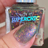 Boo Bag Halloween Nail Polish Set, holographic glitter nail polish in a clear square bottle with a silver cap and colorful glitter particles inside.