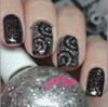 Crown Jewels Of Enchantment - Genuine Diamond Nail Polish, black glitter nail polish with multicolored sparkling glitter on manicured nails.