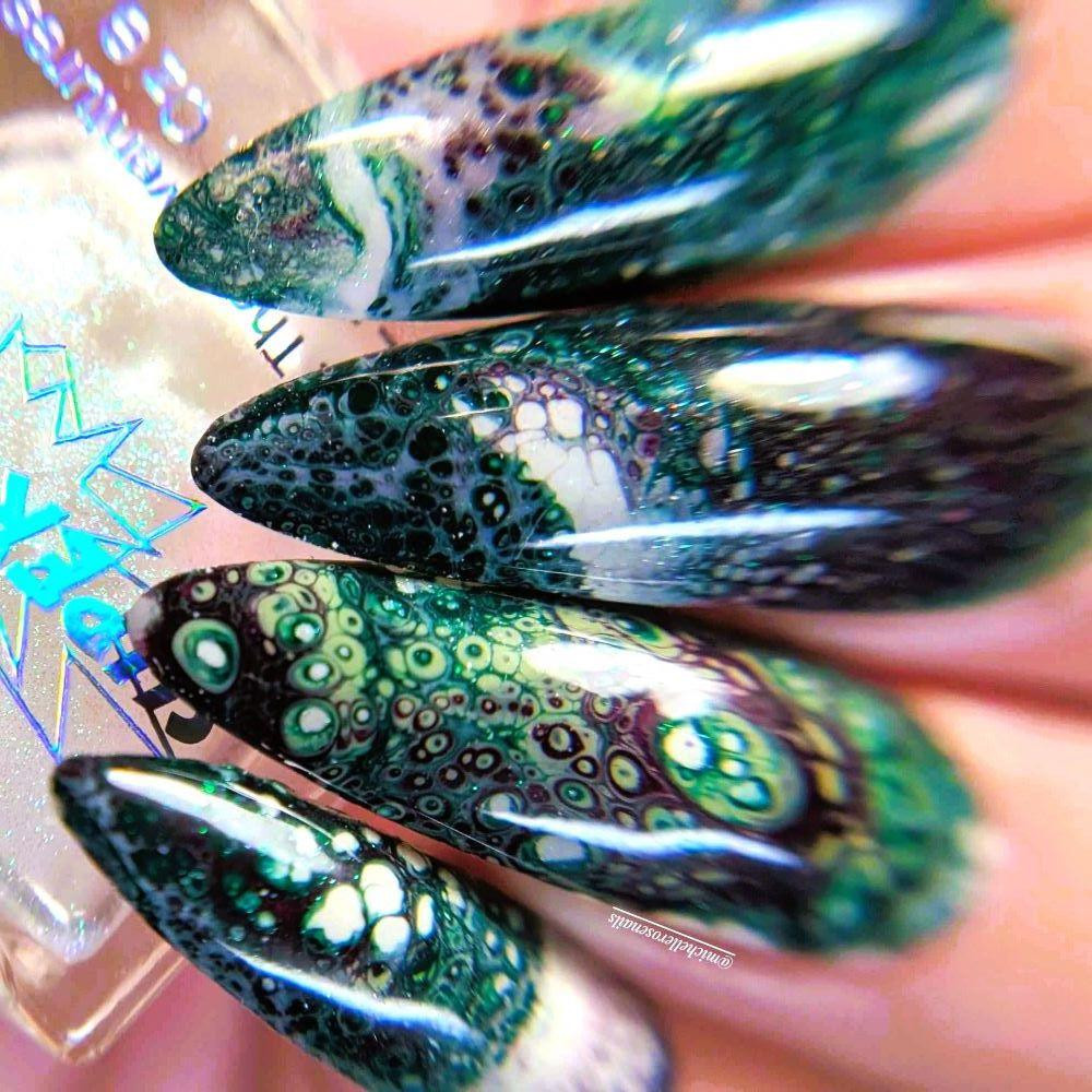 Ghosted Sheer Green Aurora Nail Polish - Fluid Art Topper Polish