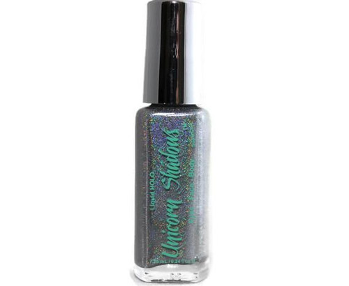 Purity Holographic Eyeshadow, bottle of shimmering holographic eyeshadow with a silver cap and iridescent glitter finish.