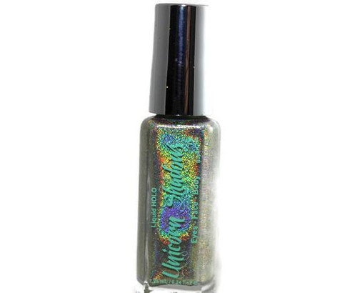 Pretty Potion Holographic Eyeshadow, iridescent holographic liquid eyeshadow bottle with multicolor shimmer and metallic cap.