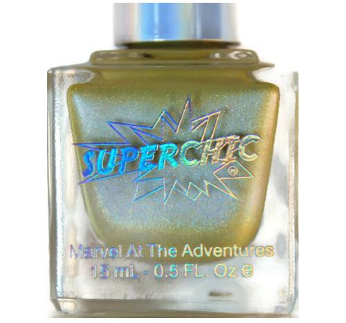 Gladys Kravitz Nail Polish, gold-colored nail polish in a transparent square bottle with a metallic cap.