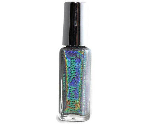 Antidote Holographic Eyeshadow, holographic eyeshadow bottle with a silver cap and holographic shimmer finish.