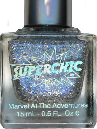 Secret Sprinkles Nail Polish, a clear nail polish bottle filled with glittery, holographic glitter for a sparkling manicure effect.