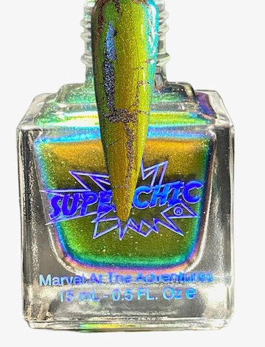 Crescendo NutCrackle Nail Polish - Multichrome Crackle Effects, displaying a vibrant, multicolored crackle nail polish bottle with a rainbow shimmer finish.