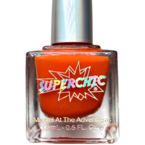 Pumpkin Head Crackle Nail Polish - Thermal - Glow In The Dark, orange nail polish in a clear bottle with a silver cap and colorful SuperCric logo.