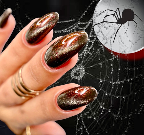 Black Widow Nail Polish - Black Platinum Magnetic + Red Aurora