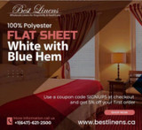 FLAT SHEET WHITE WITH BLUE HEM