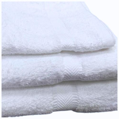 Dobby Border Towels 27x54" 17 Lbs. White Bath Towels (1 Doz/12 Pieces)