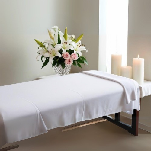 Microfiber Flat Sheets 54x90" Spa/Massage Table White (1 Doz/ 12 Pieces)