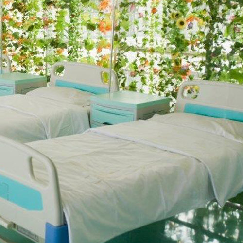 KNITTED FITTED SHEETS 36X84X16" WHITE WITH GREEN HEMM 19 OZ.