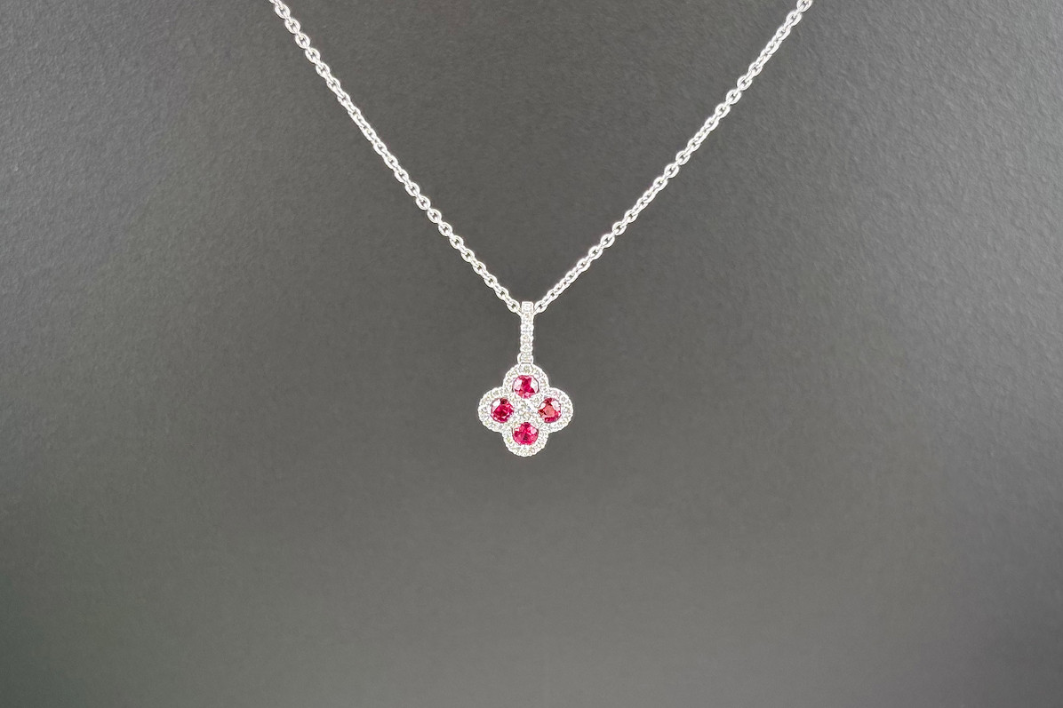 Ruby and Diamond Cluster Pendant