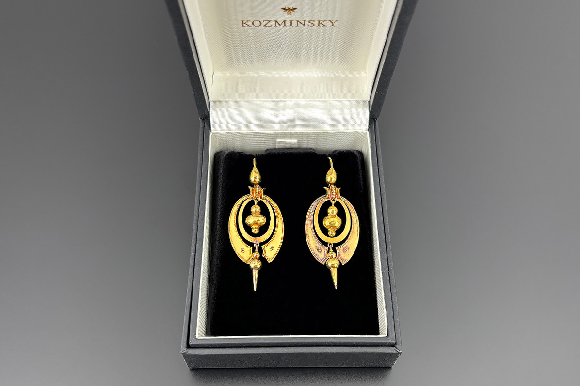 A Wonderful Pair of Etruscan Revival Gold Earrings A Wonderful Pair of Etruscan Revival Gold Earrings