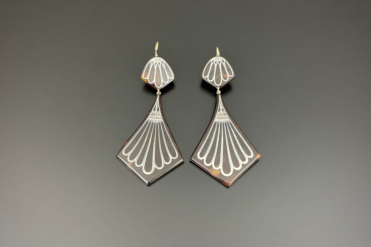 A Divine Pair of Victorian Piqué Drop Earrings