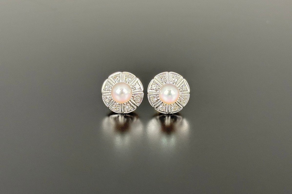 Antique Diamond and Pearl Cluster Earrings
