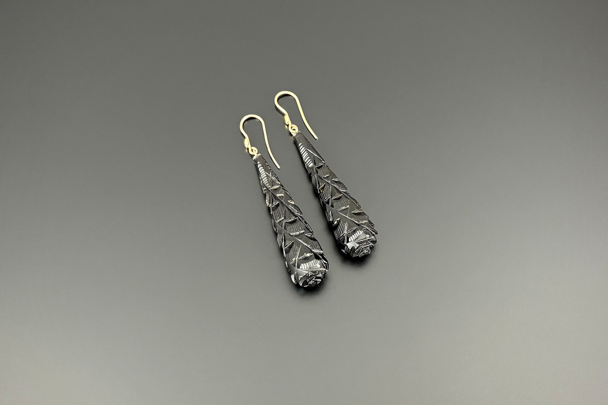Victorian Jet Earrings with 9ct gold hooks
