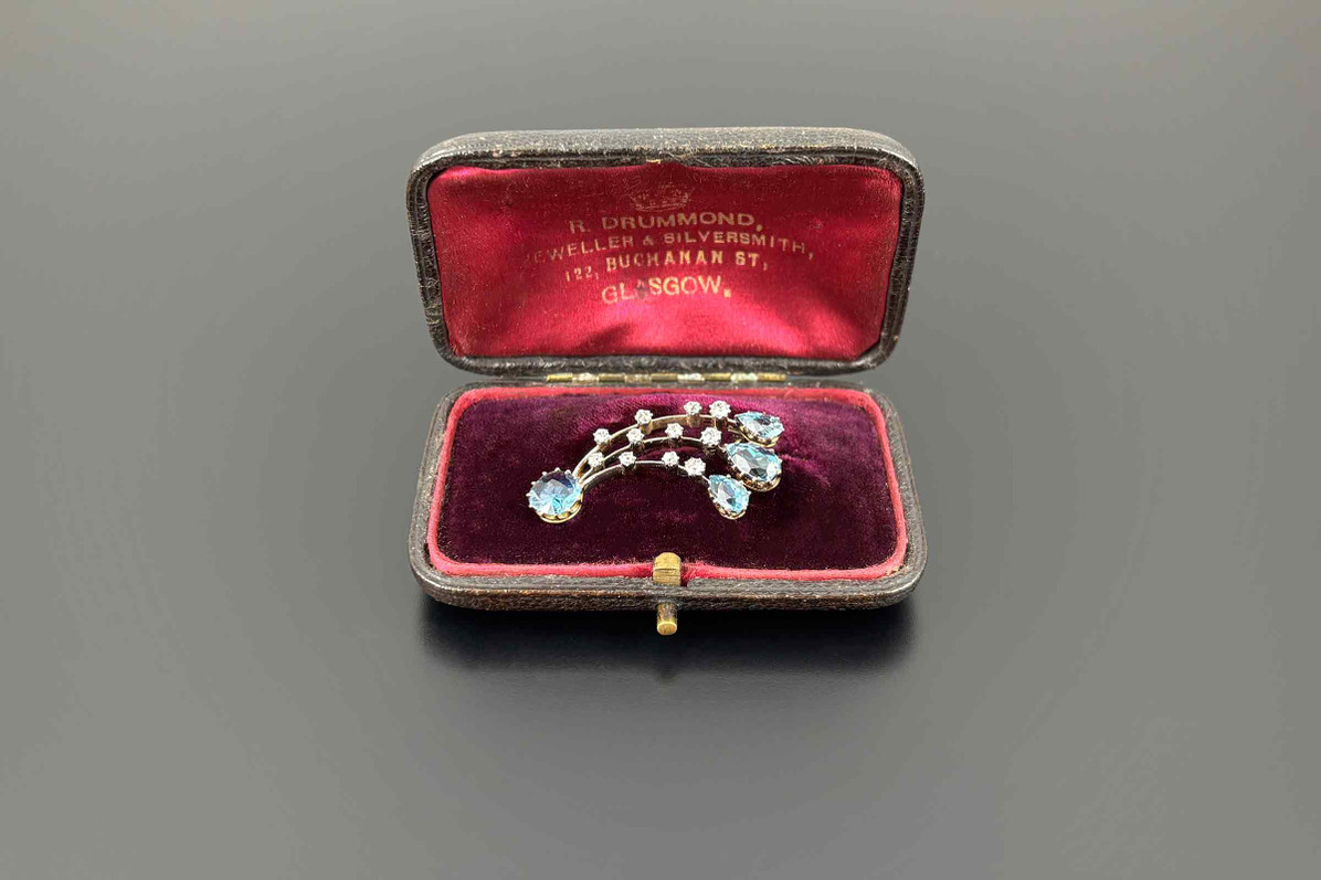 Antique Aquamarine and Diamond Halley’s Comet Brooch